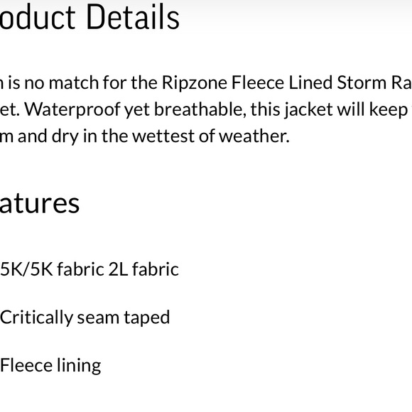 Ripzone Fleece Lined Storm Rain Jacket. - Picture 6 of 6